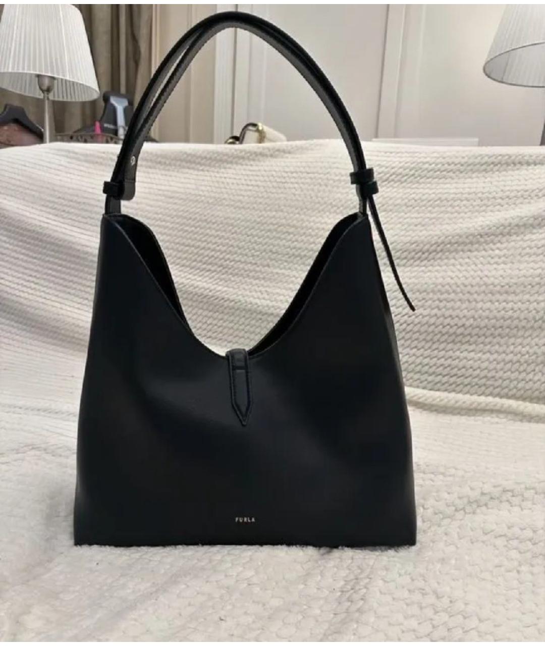 FURLA Черная кожаная сумка с короткими ручками, фото 3