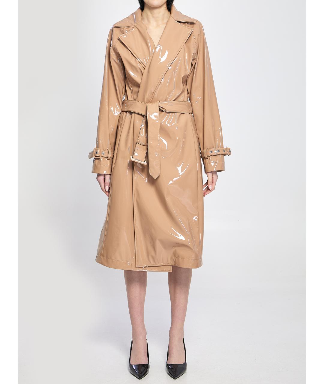 DOLCE&GABBANA Бежевый полиэстеровый тренч/плащ, фото 5