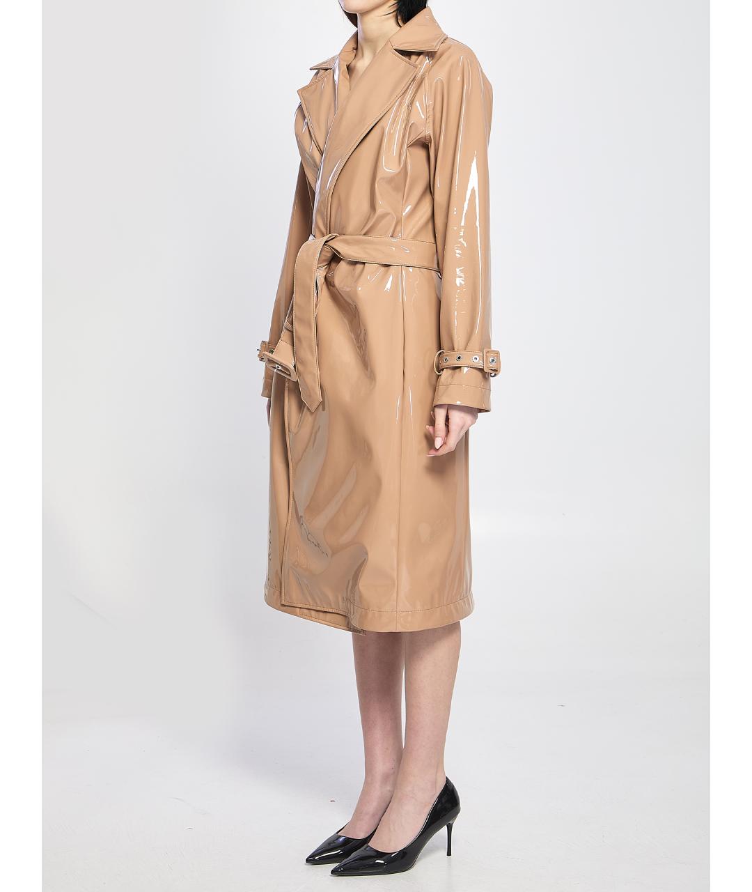 DOLCE&GABBANA Бежевый полиэстеровый тренч/плащ, фото 2