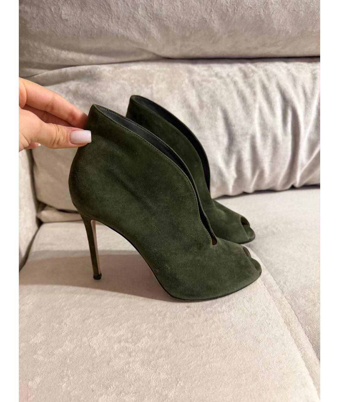 GIANVITO ROSSI Хаки замшевые туфли, фото 7