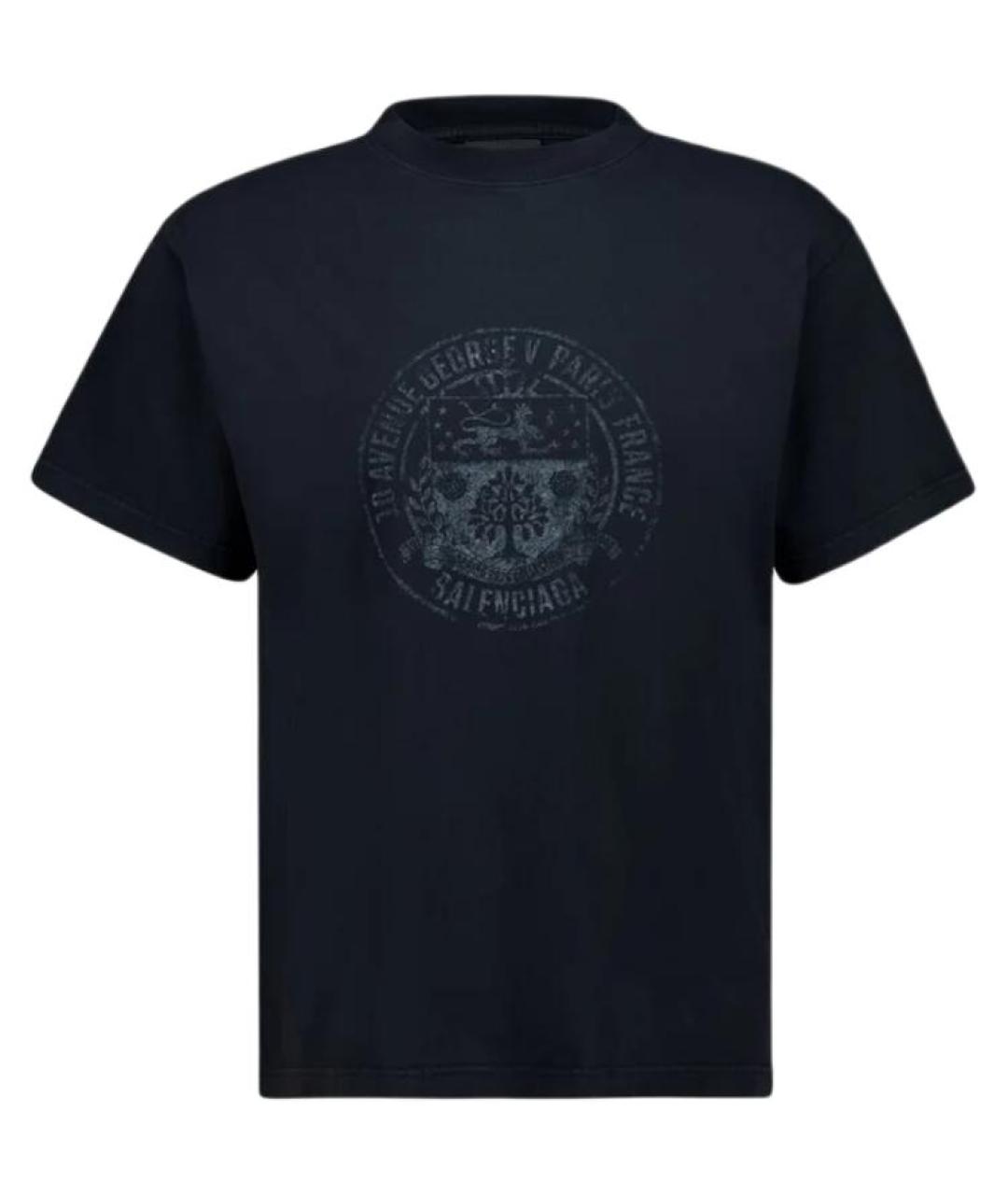 BALENCIAGA Черная хлопковая футболка, фото 1
