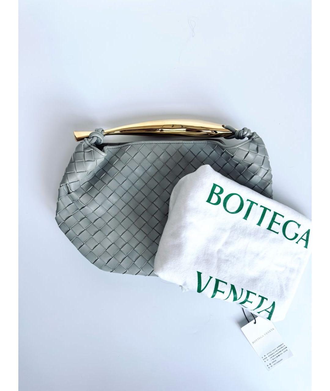 BOTTEGA VENETA Серая кожаная сумка с короткими ручками, фото 6