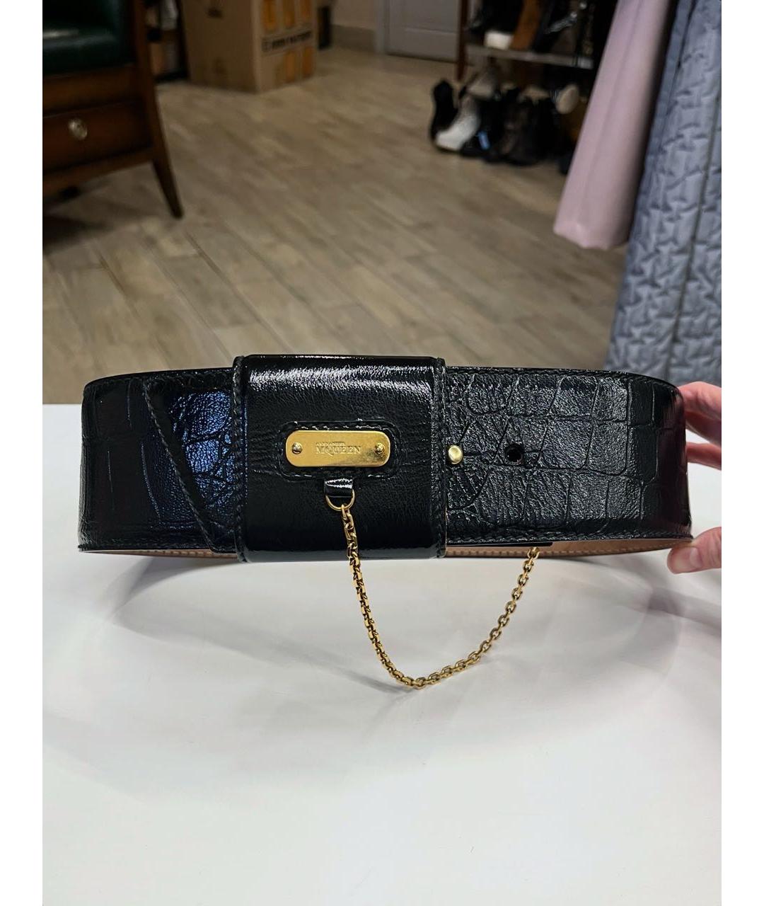 ALEXANDER MCQUEEN Черный кожаный ремень, фото 3