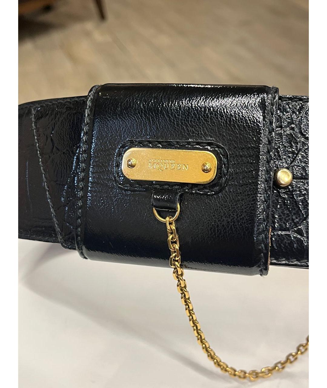 ALEXANDER MCQUEEN Черный кожаный ремень, фото 7