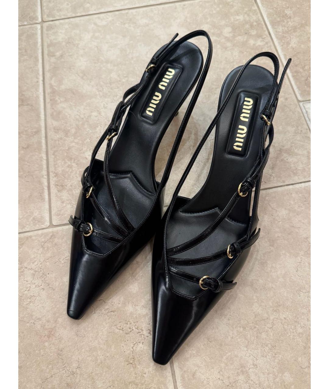 MIU MIU Черные кожаные туфли, фото 3