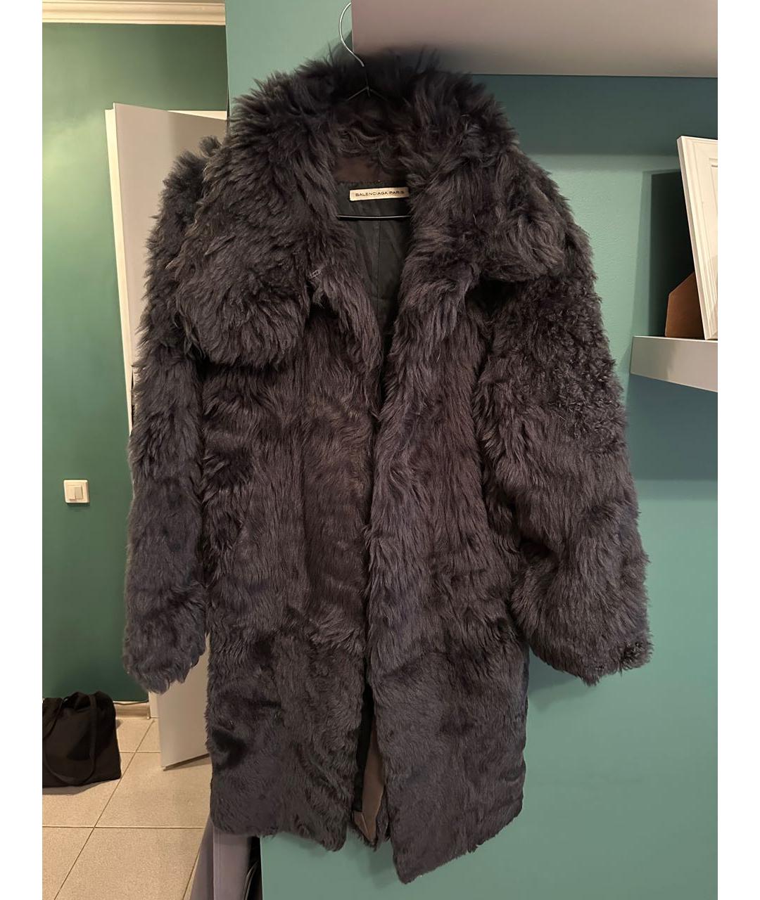 BALENCIAGA Антрацитовая меховая шуба, фото 7