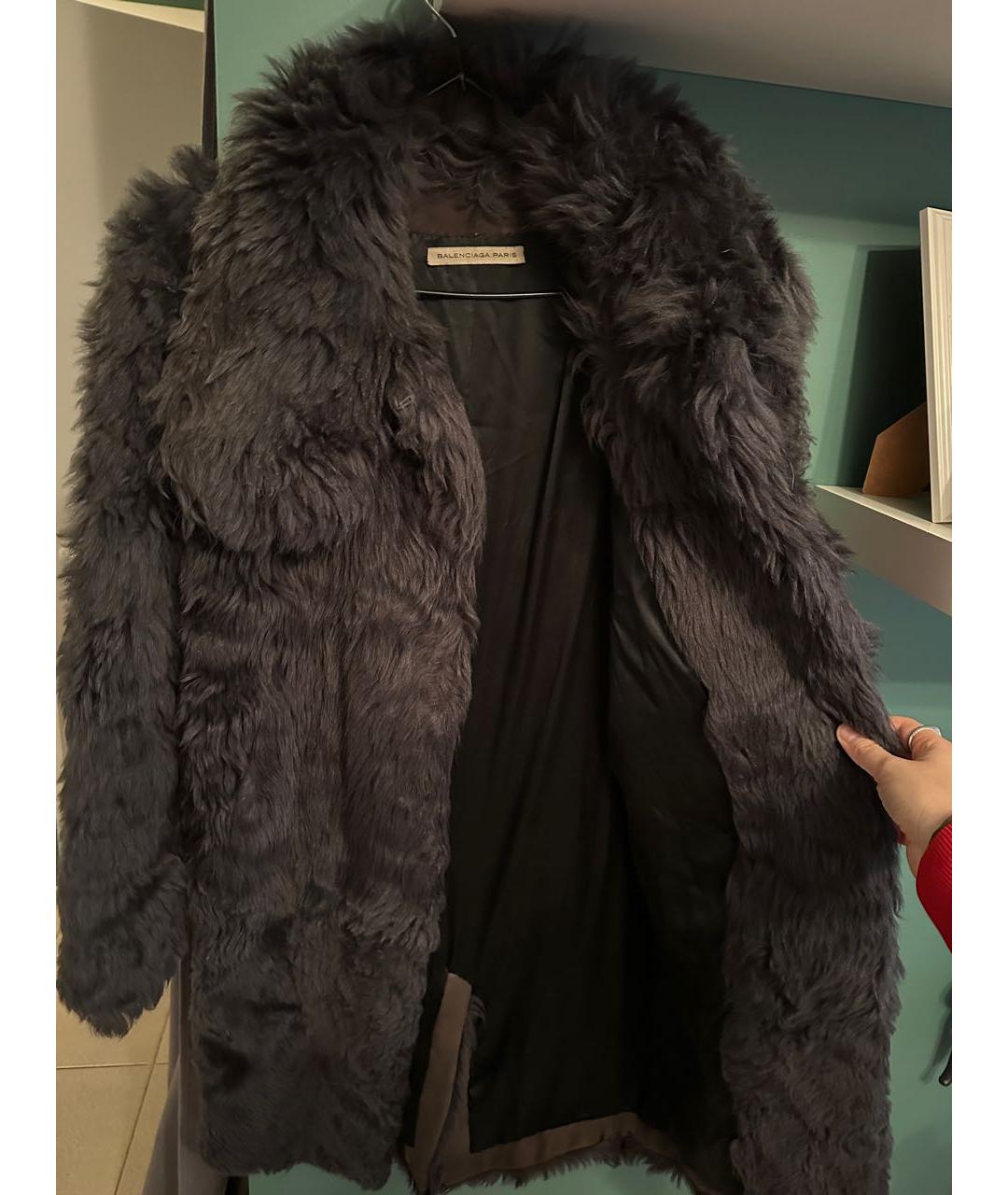 BALENCIAGA Антрацитовая меховая шуба, фото 5