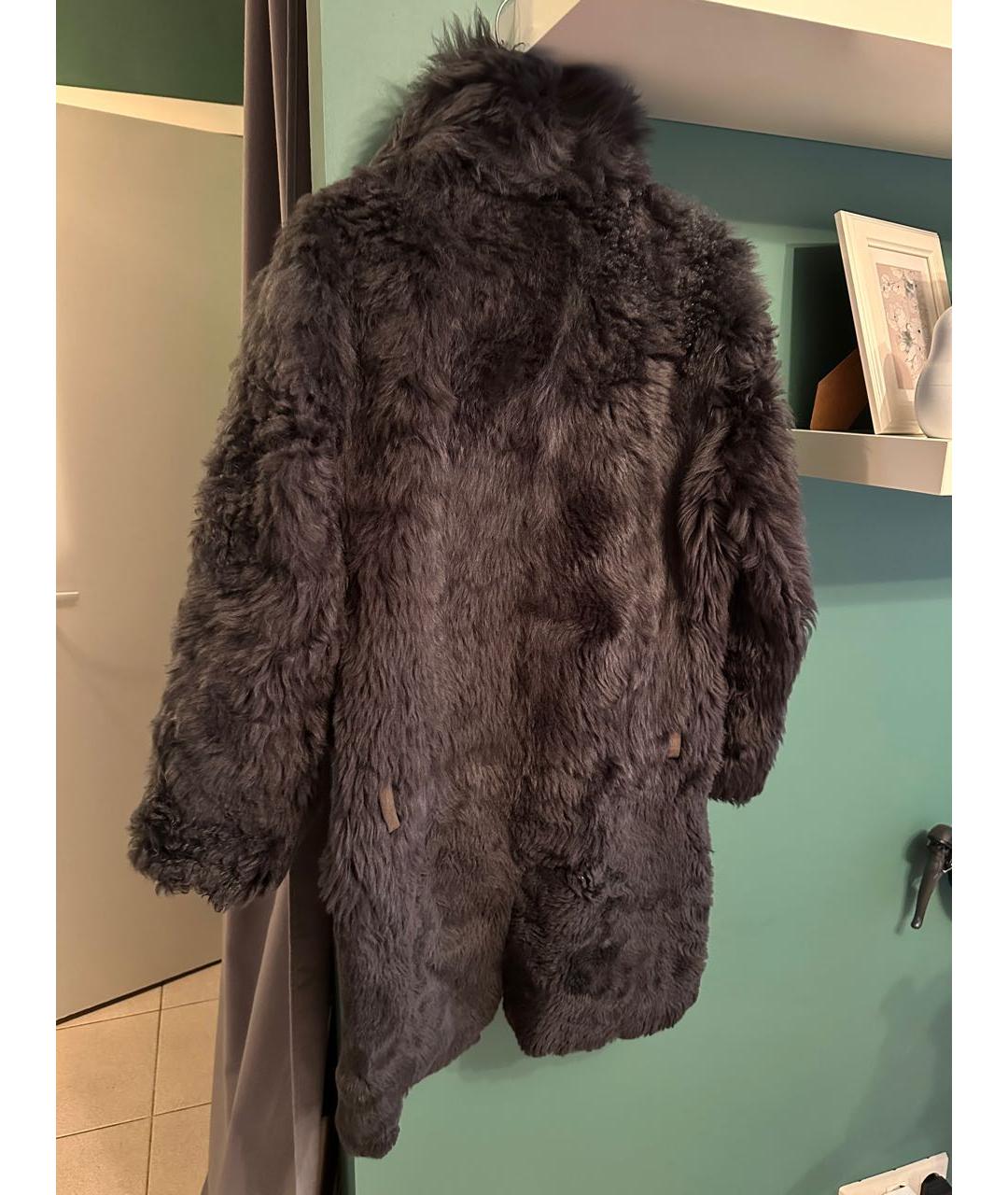 BALENCIAGA Антрацитовая меховая шуба, фото 2