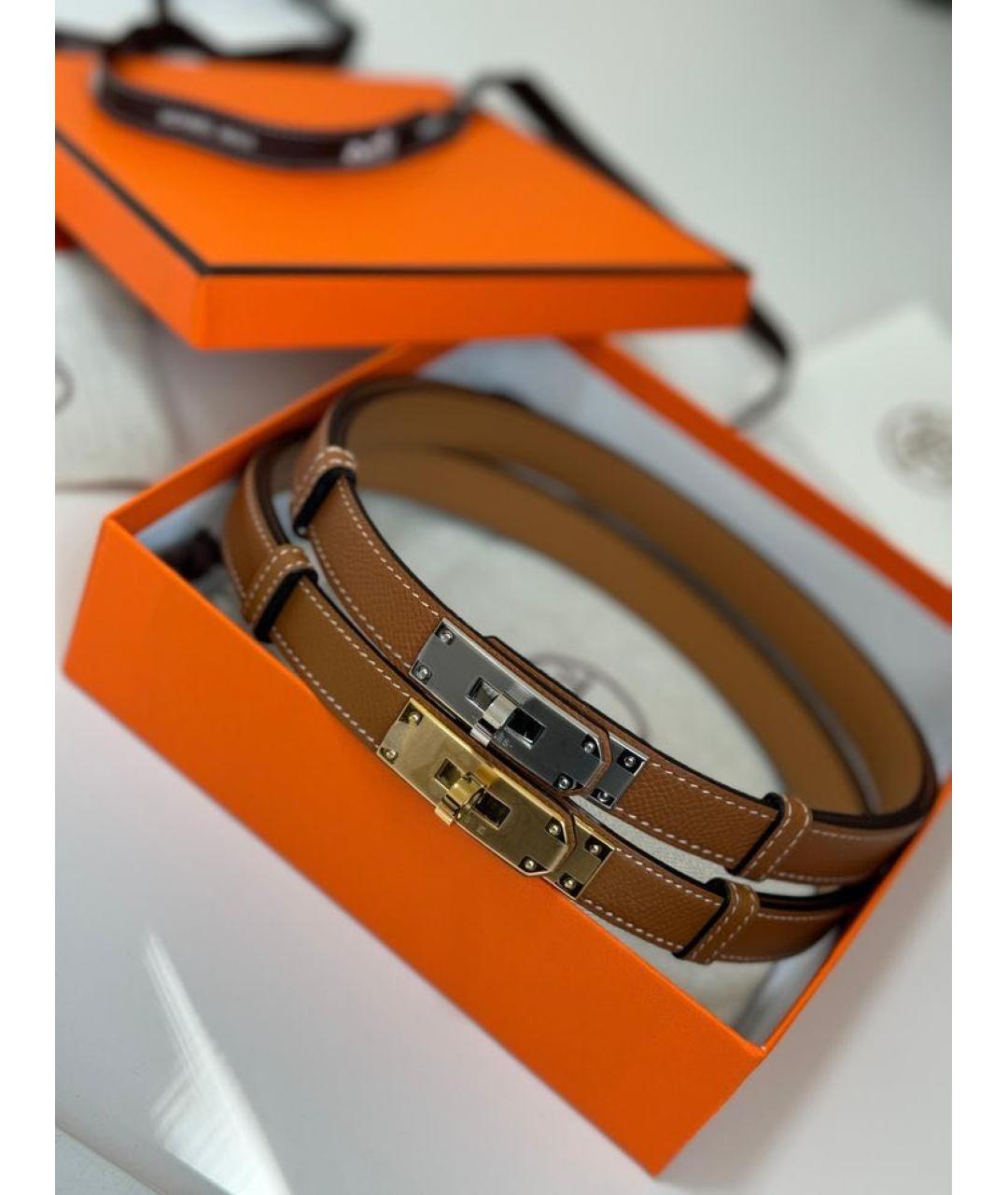 HERMES Коричневый кожаный ремень, фото 4