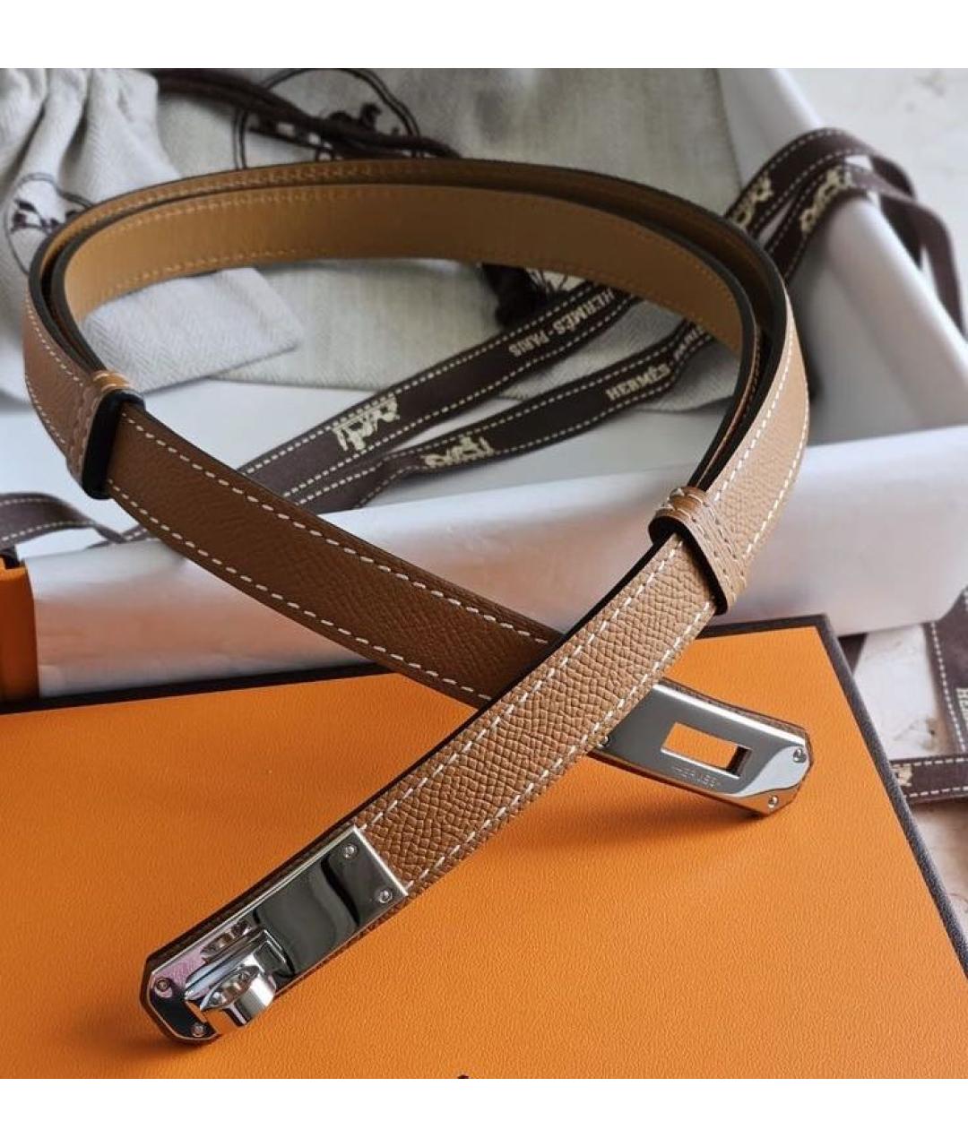 HERMES Коричневый кожаный ремень, фото 3
