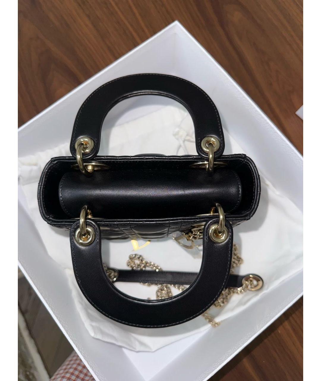 CHRISTIAN DIOR Черная кожаная сумка через плечо, фото 7