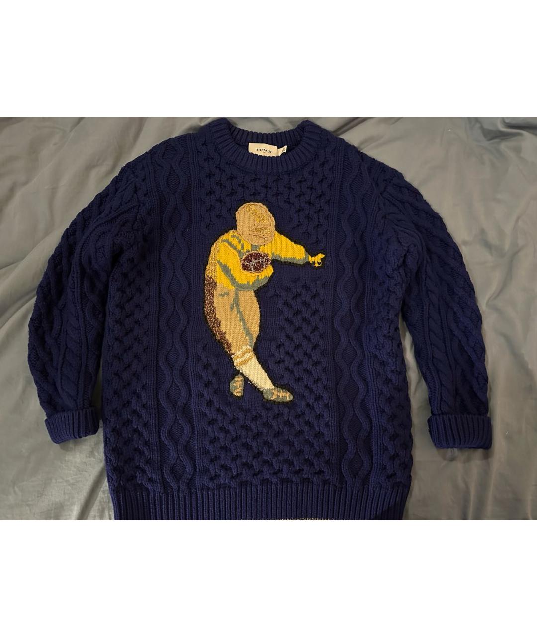 COACH Темно-синий шерстяной джемпер / свитер, фото 6