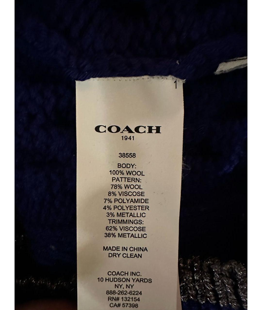 COACH Темно-синий шерстяной джемпер / свитер, фото 5