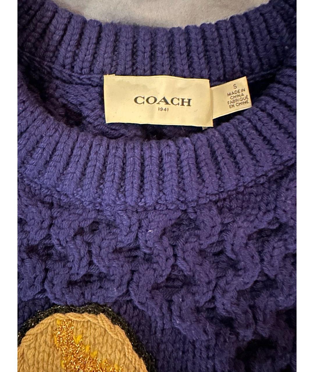 COACH Темно-синий шерстяной джемпер / свитер, фото 3