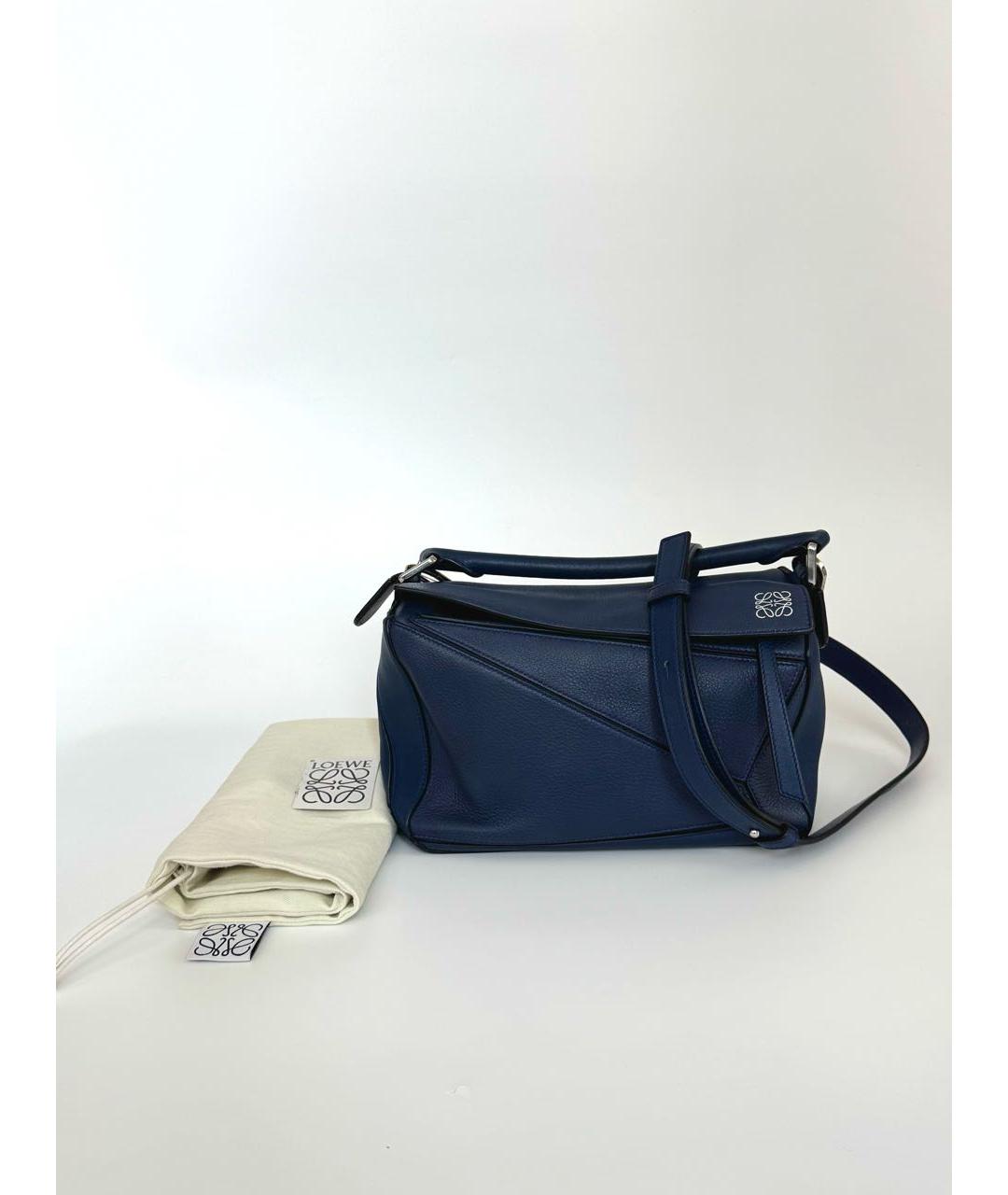 LOEWE Темно-синяя кожаная сумка через плечо, фото 5