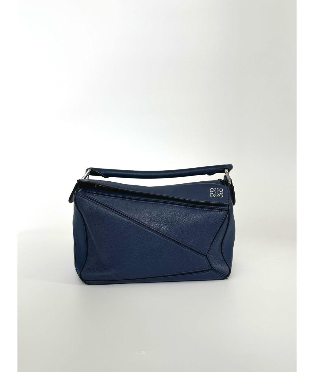 LOEWE Темно-синяя кожаная сумка через плечо, фото 9