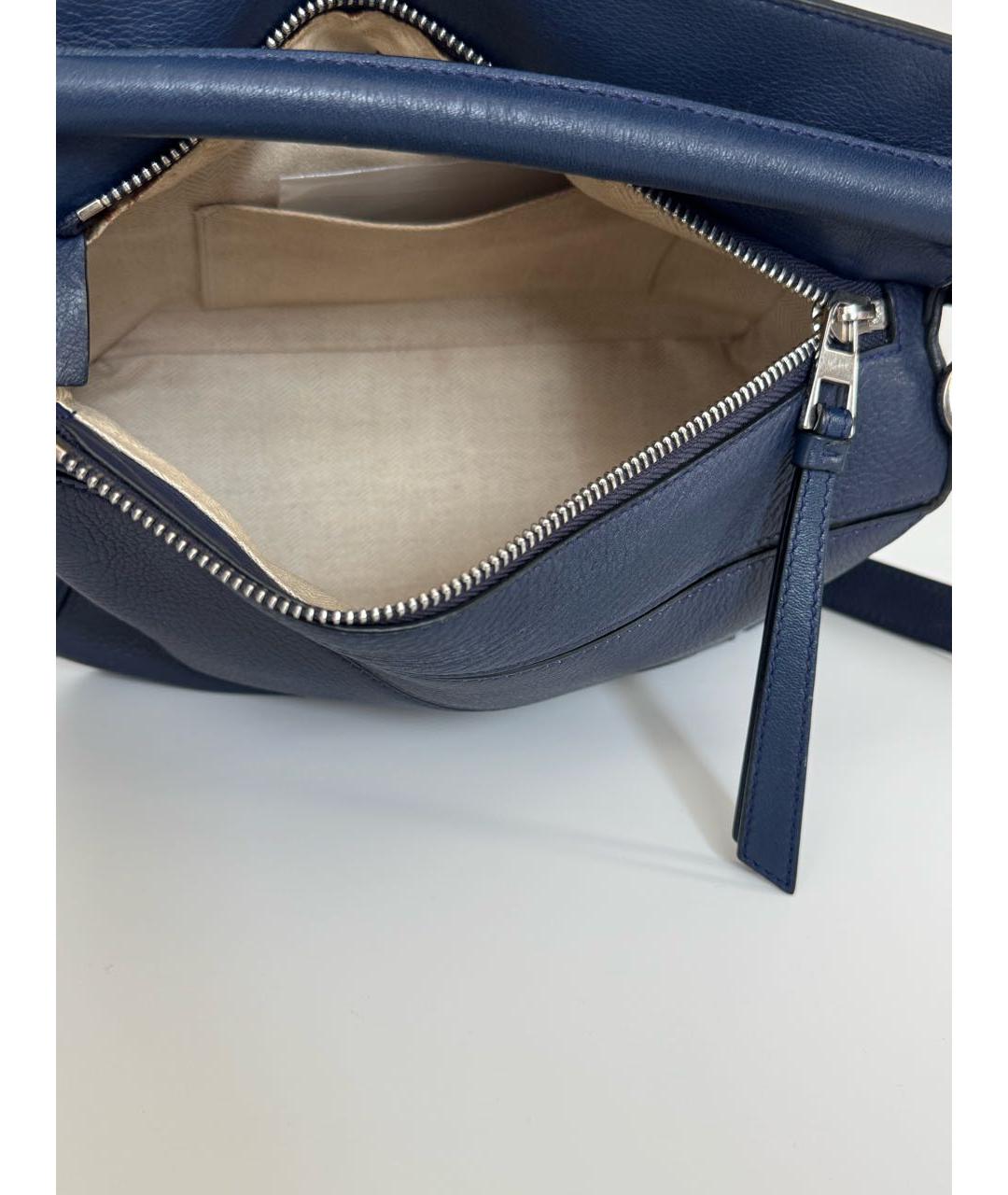 LOEWE Темно-синяя кожаная сумка через плечо, фото 4