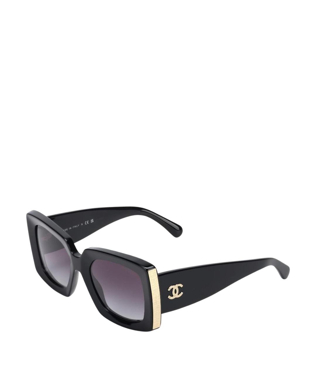 CHANEL Черные пластиковые солнцезащитные очки, фото 1