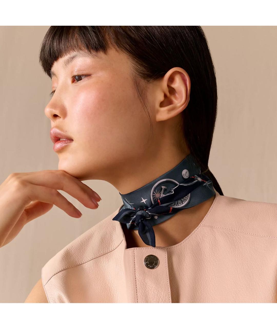 HERMES Темно-синий шелковый платок, фото 3