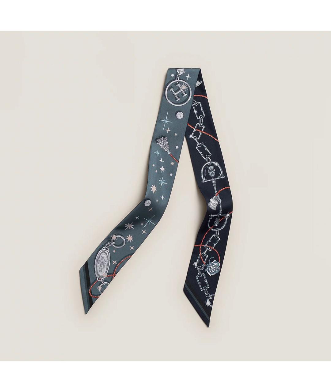 HERMES Темно-синий шелковый платок, фото 6