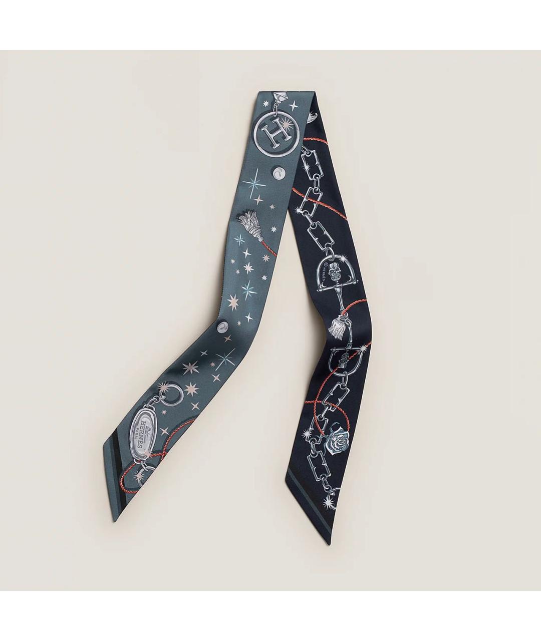 HERMES Темно-синий шелковый платок, фото 2