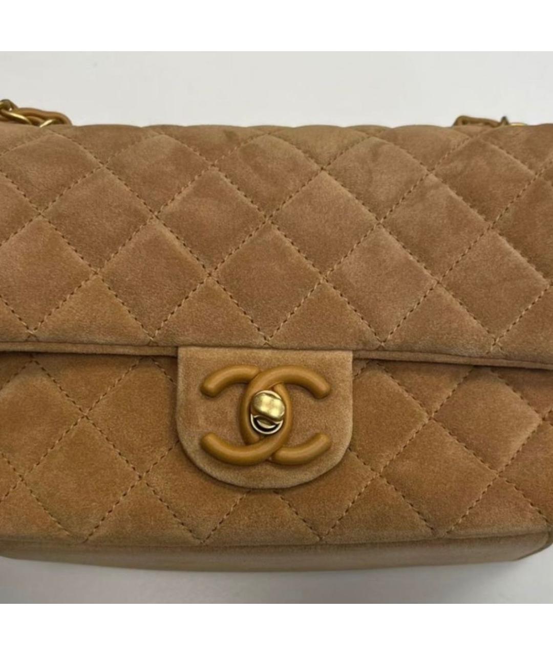 CHANEL Бежевая замшевая сумка через плечо, фото 4