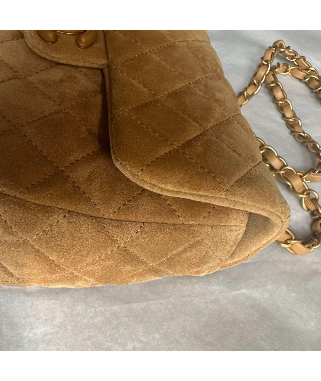 CHANEL Бежевая замшевая сумка через плечо, фото 8