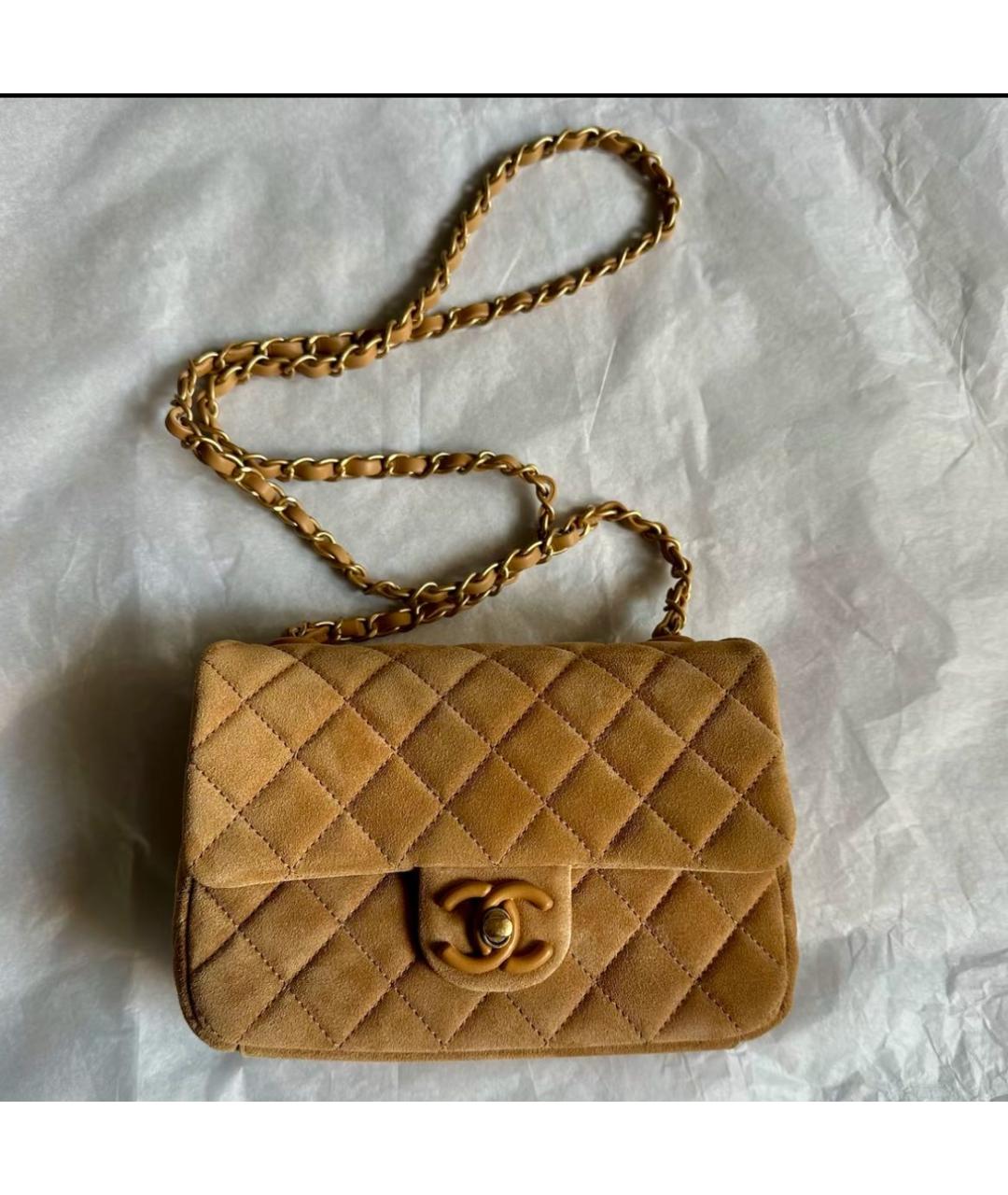 CHANEL Бежевая замшевая сумка через плечо, фото 5