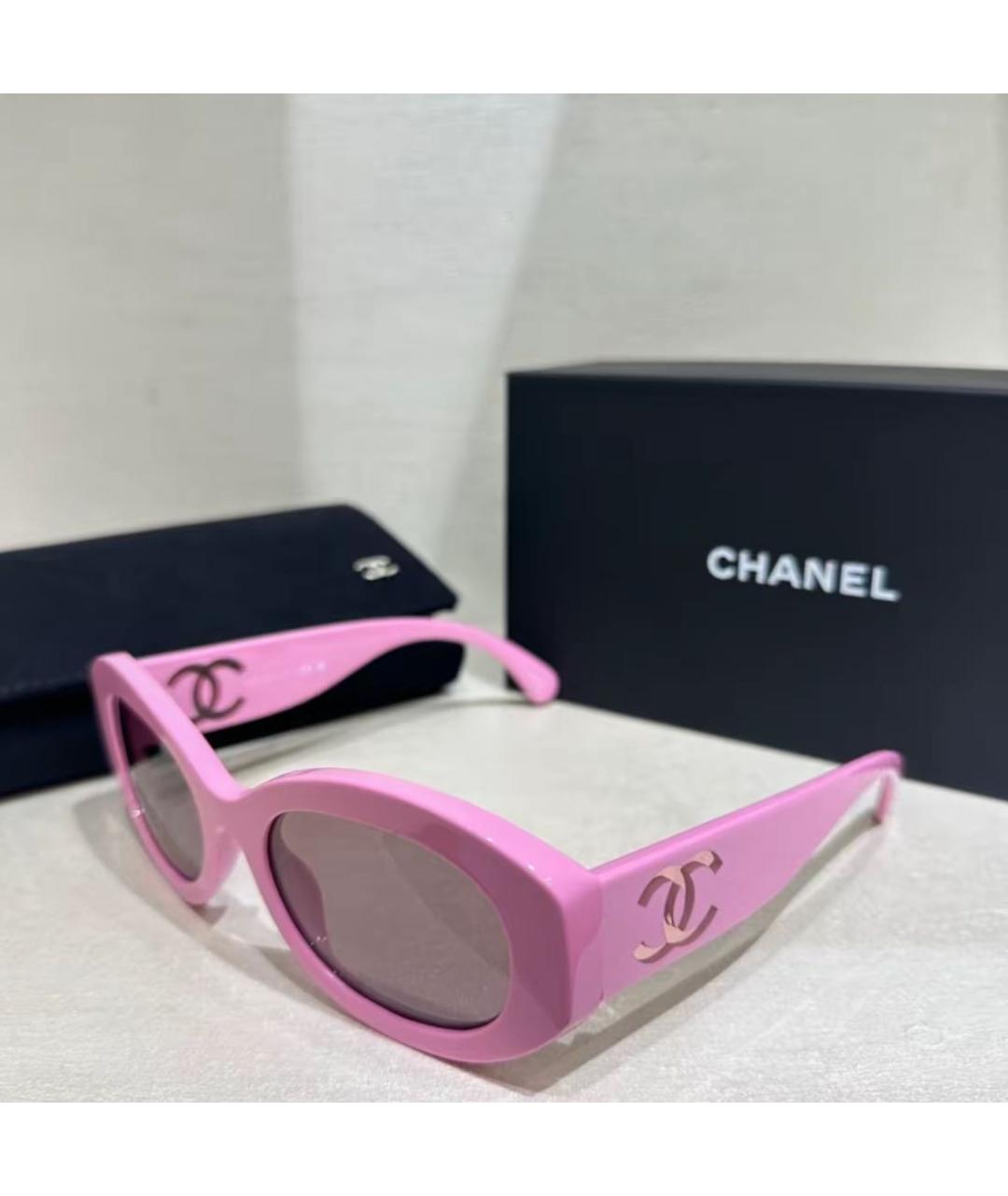 CHANEL Розовые пластиковые солнцезащитные очки, фото 6