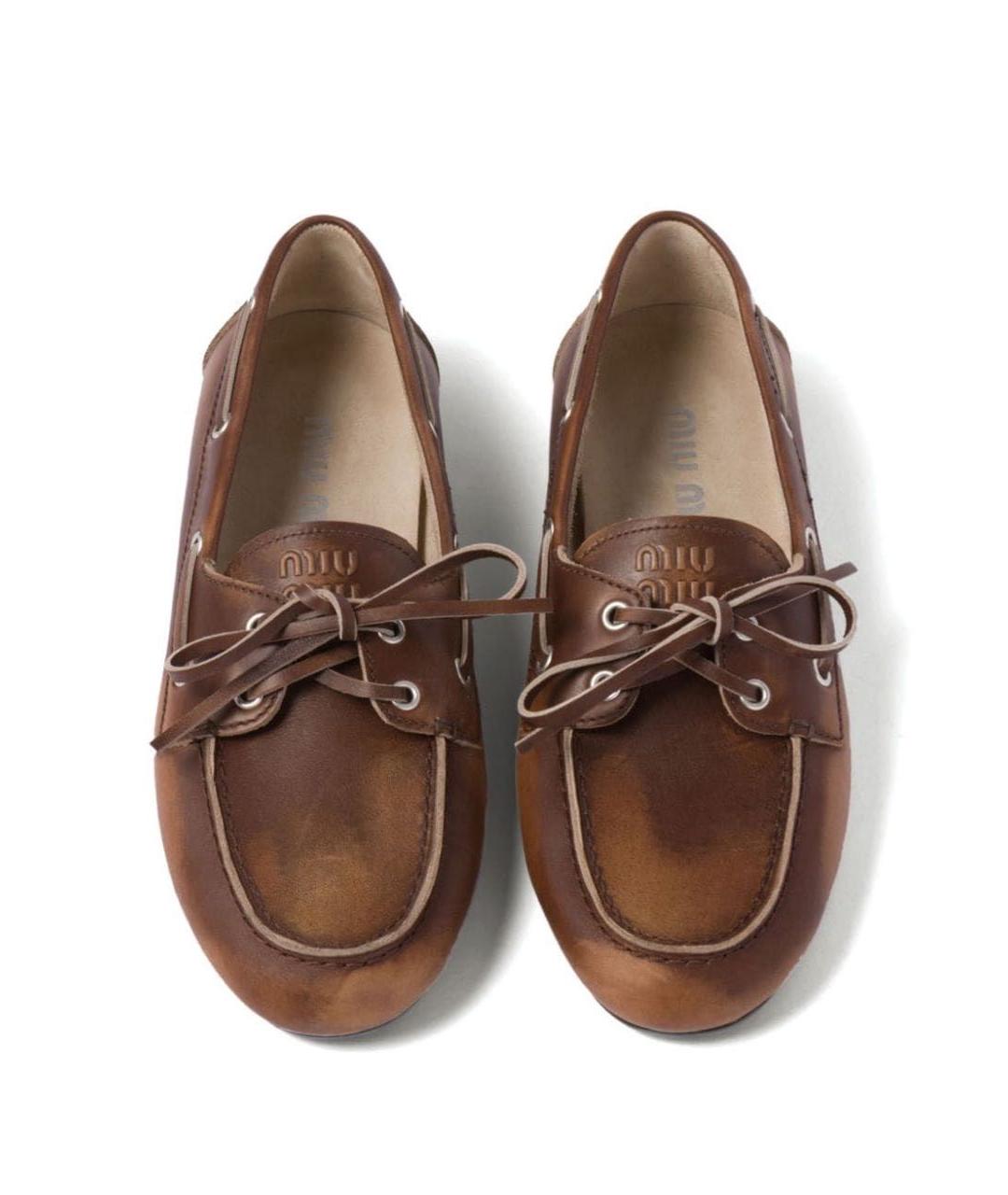 MIU MIU Коричневые кожаные лоферы, фото 2