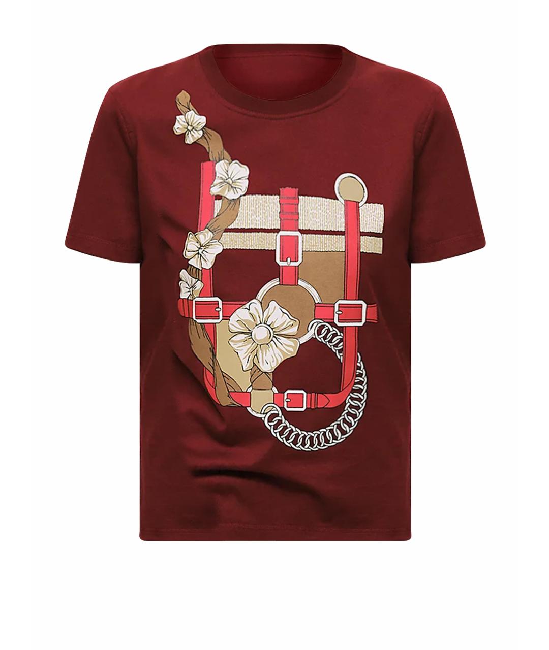 HERMES Бордовая хлопковая футболка, фото 1