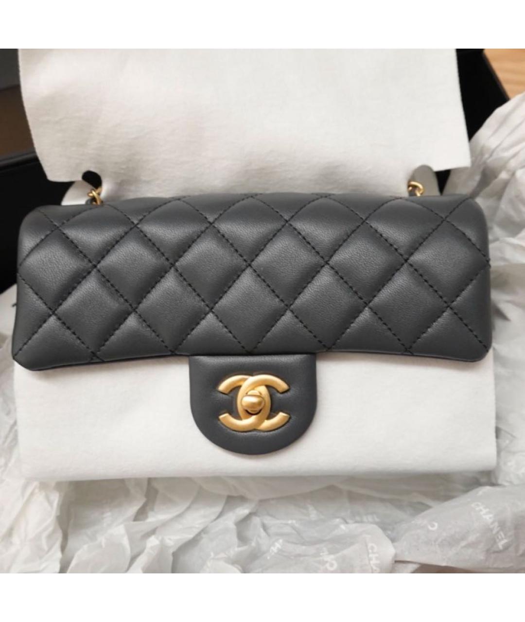 CHANEL Серая кожаная сумка через плечо, фото 5