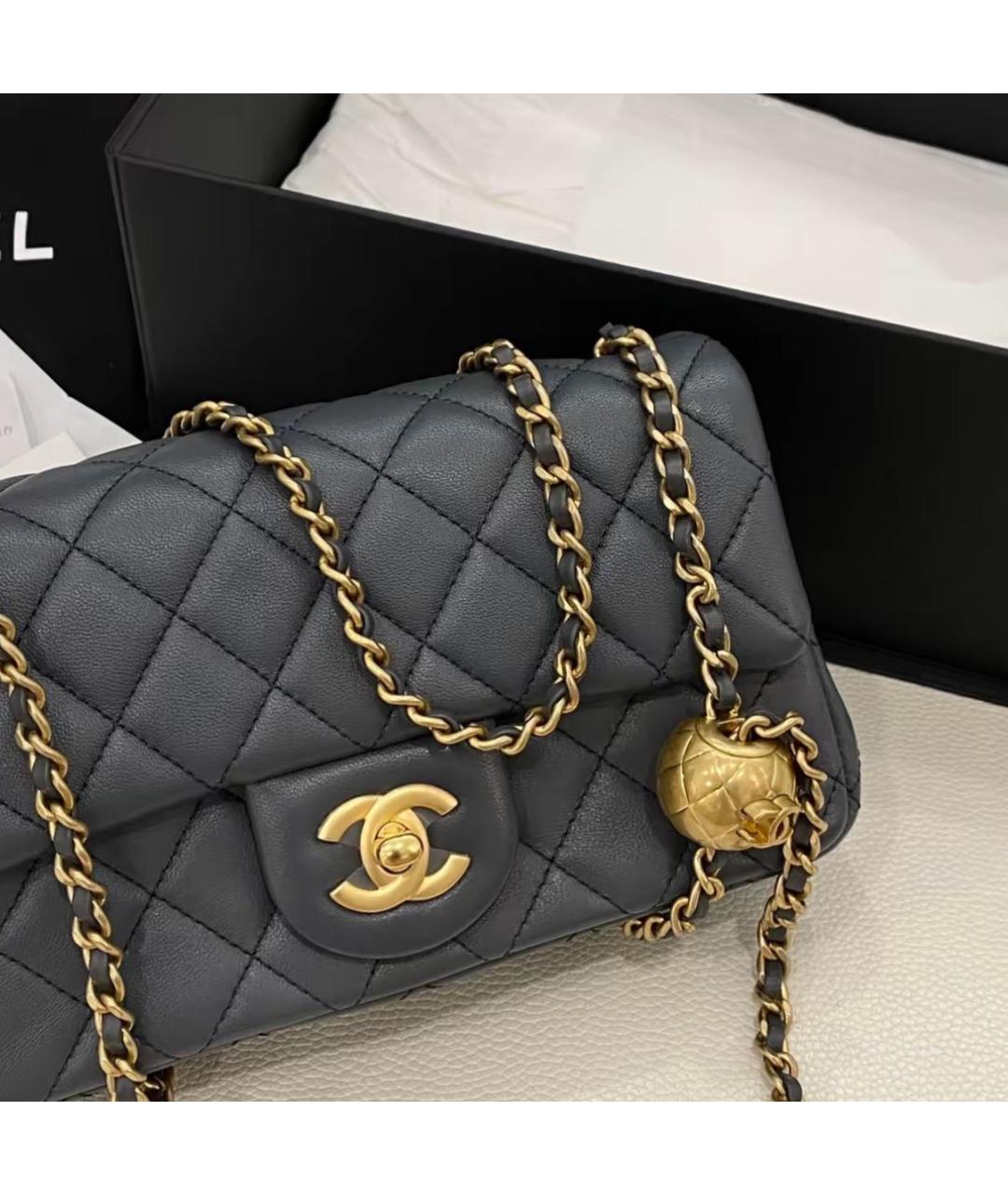 CHANEL Серая кожаная сумка через плечо, фото 8