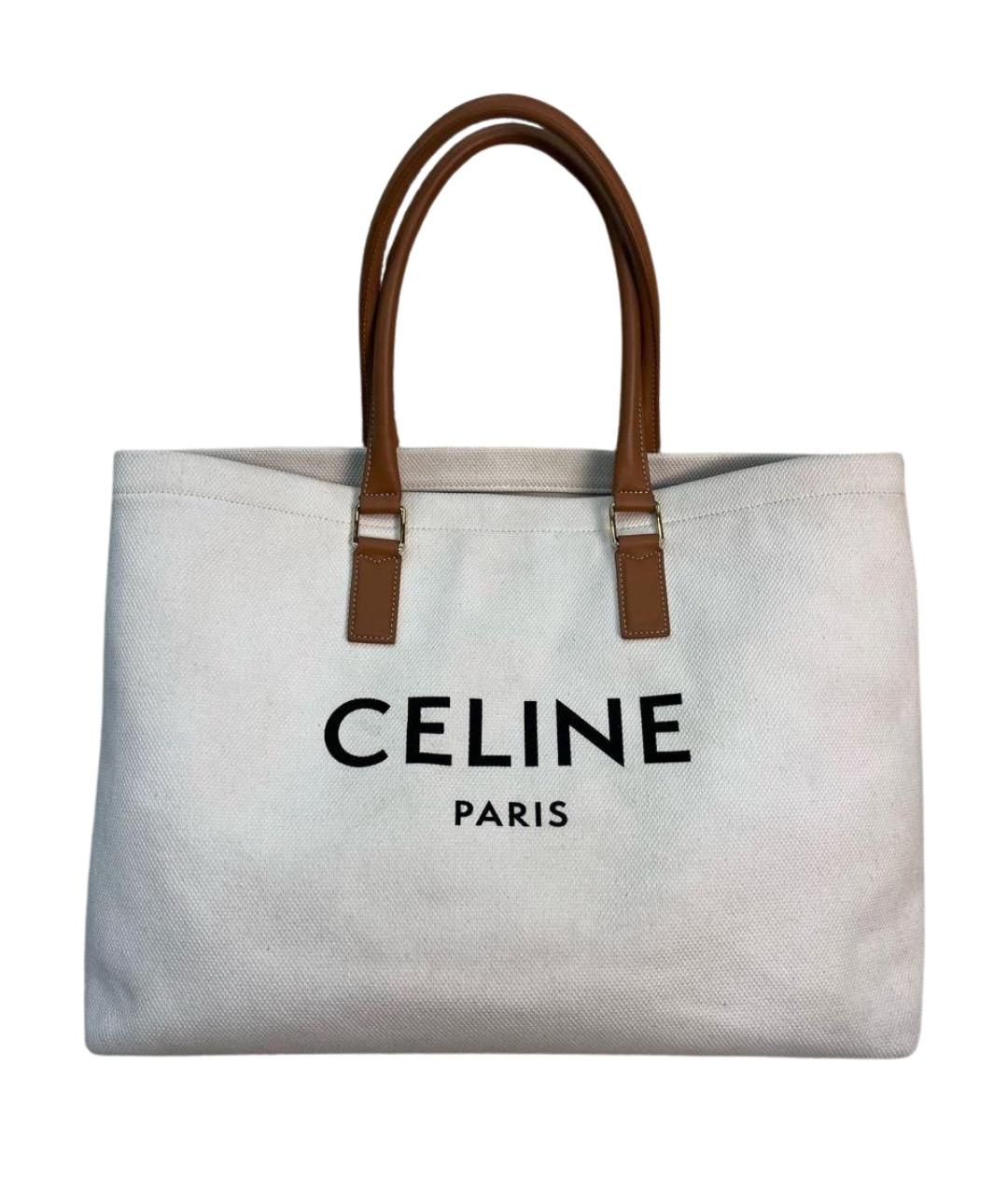 CELINE Бежевая тканевая сумка тоут, фото 1