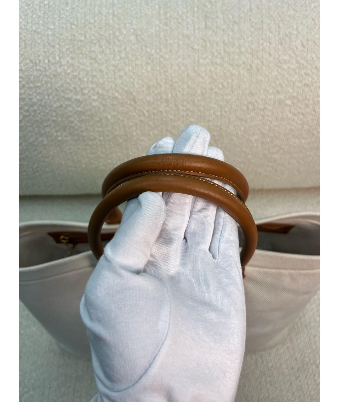 CELINE Бежевая тканевая сумка тоут, фото 8