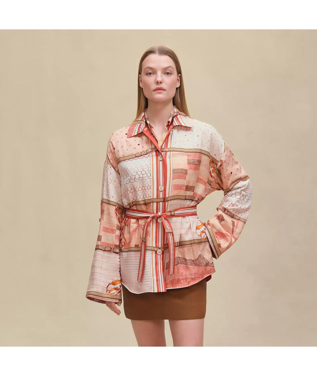 HERMES Мульти шелковая рубашка, фото 7