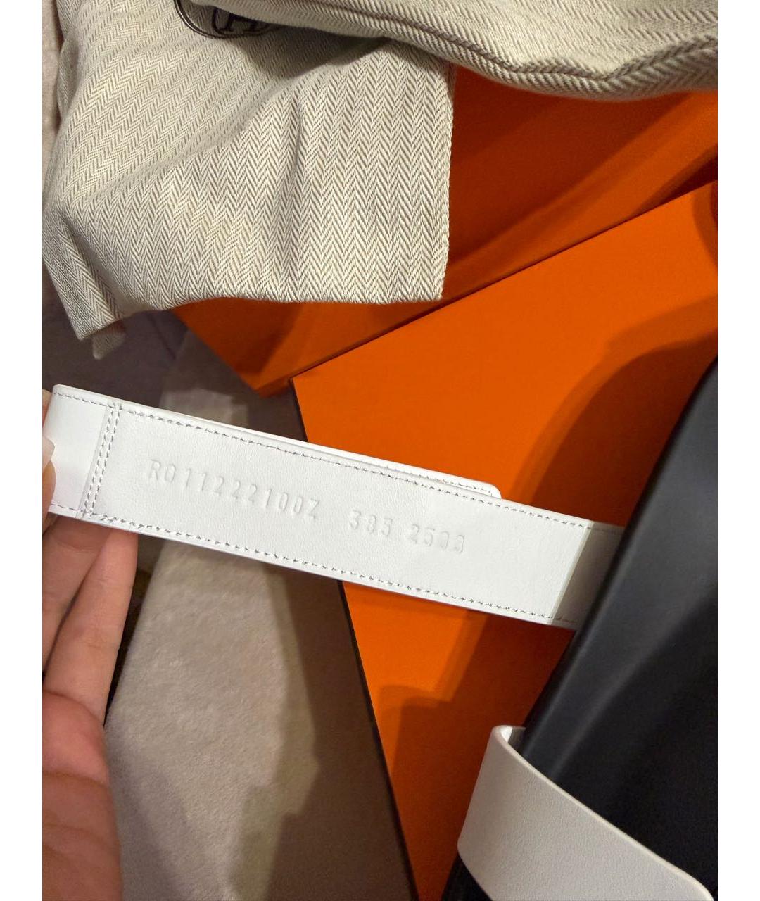 HERMES Белые кожаные шлепанцы, фото 6