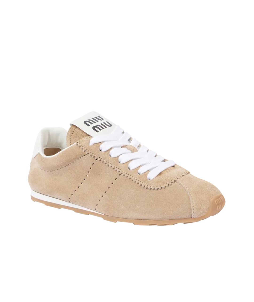 MIU MIU Бежевые замшевые кеды, фото 1