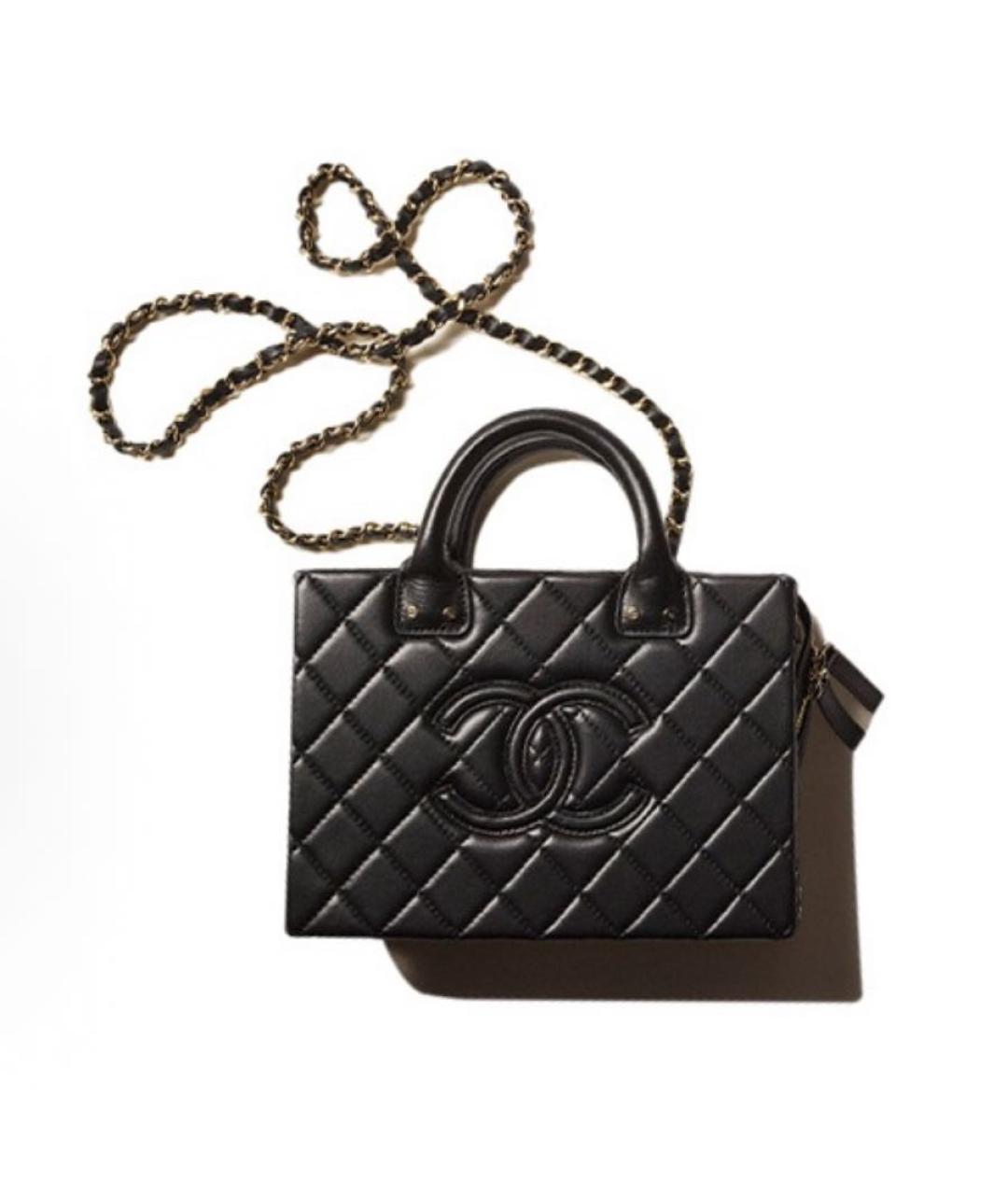CHANEL Черная кожаная сумка с короткими ручками, фото 9