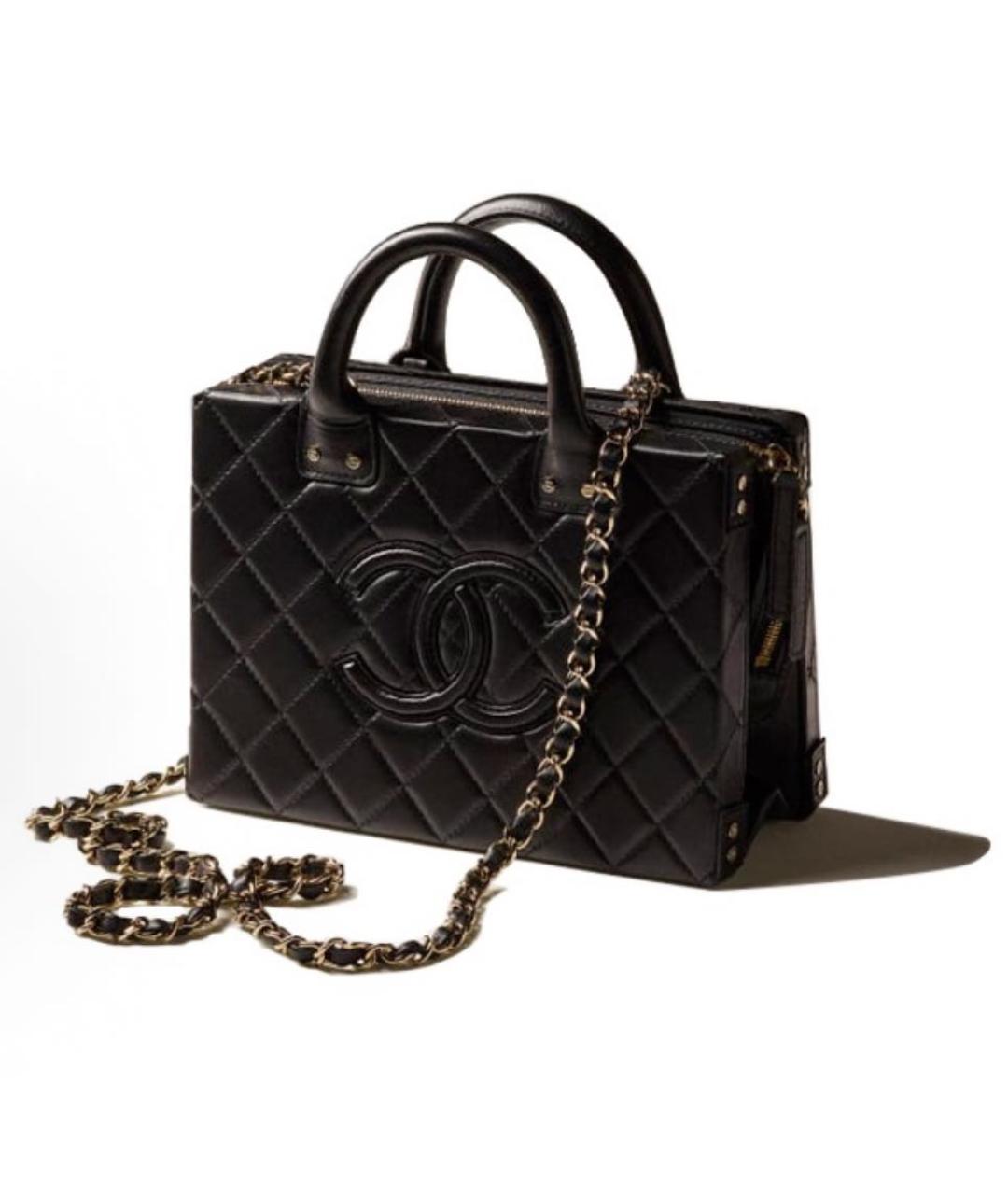 CHANEL Черная кожаная сумка с короткими ручками, фото 2