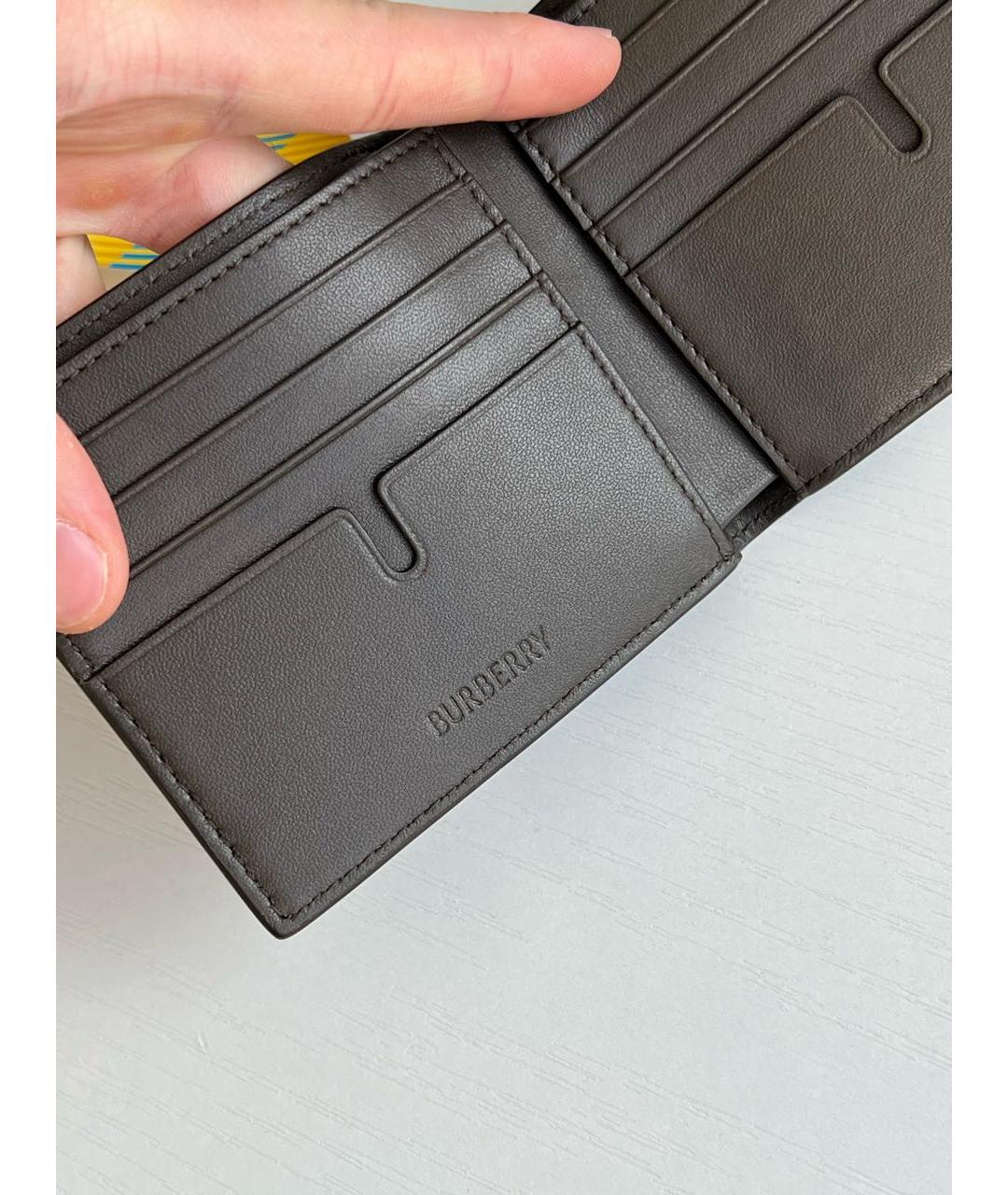 BURBERRY Зеленый кожаный кошелек, фото 5