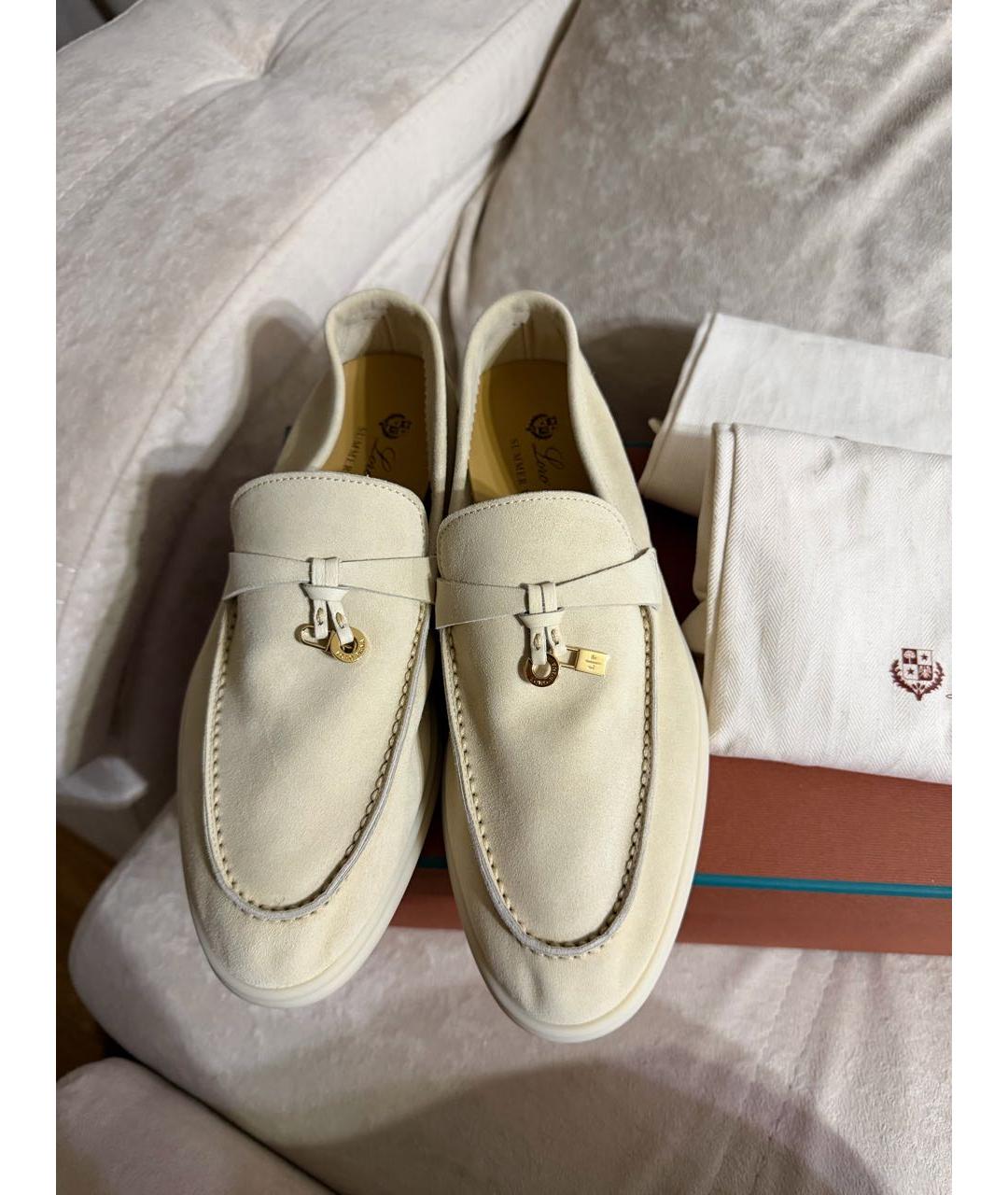 LORO PIANA Бежевые замшевые лоферы, фото 5