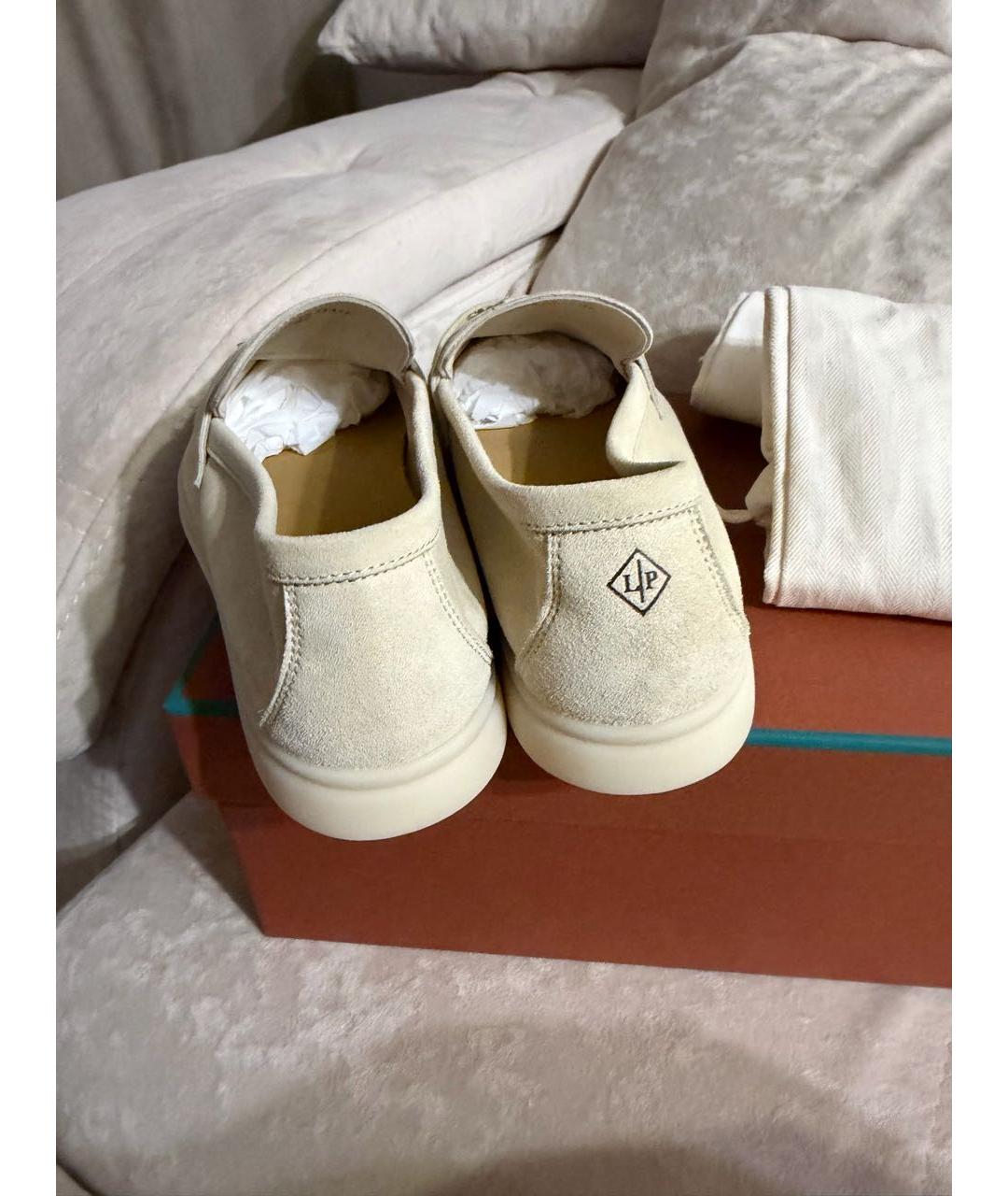 LORO PIANA Бежевые замшевые лоферы, фото 4