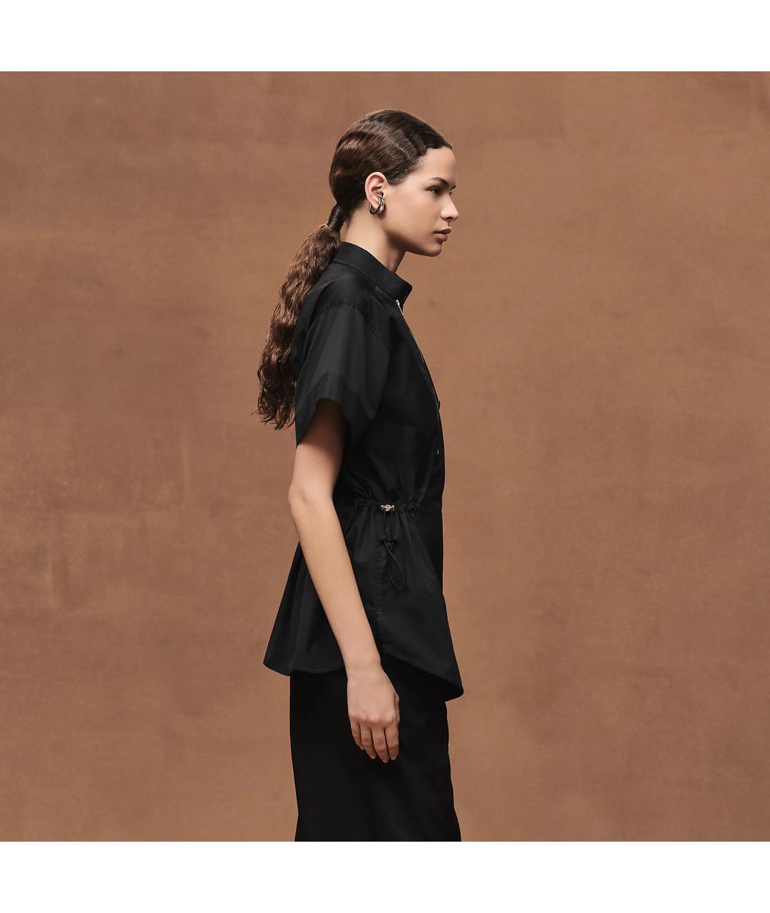 HERMES Черная хлопковая рубашка, фото 4