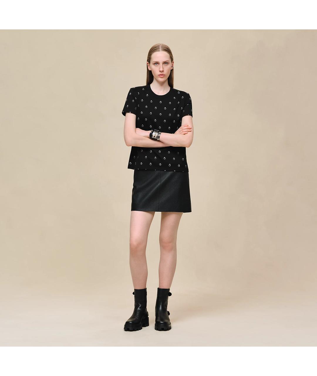 HERMES Черная хлопковая футболка, фото 2