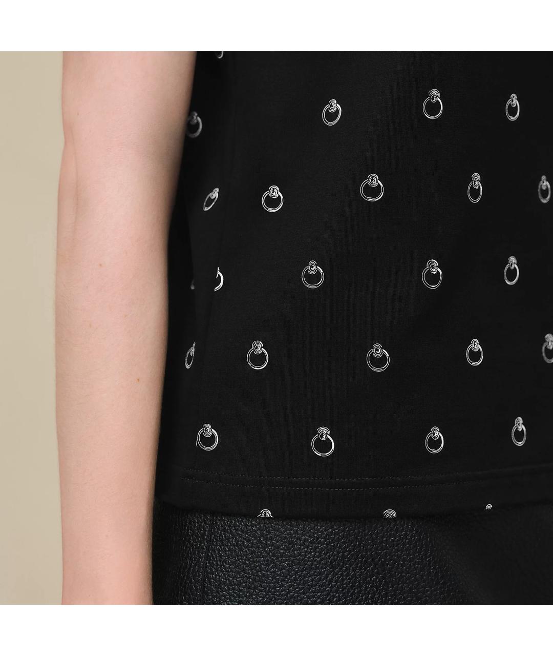 HERMES Черная хлопковая футболка, фото 4