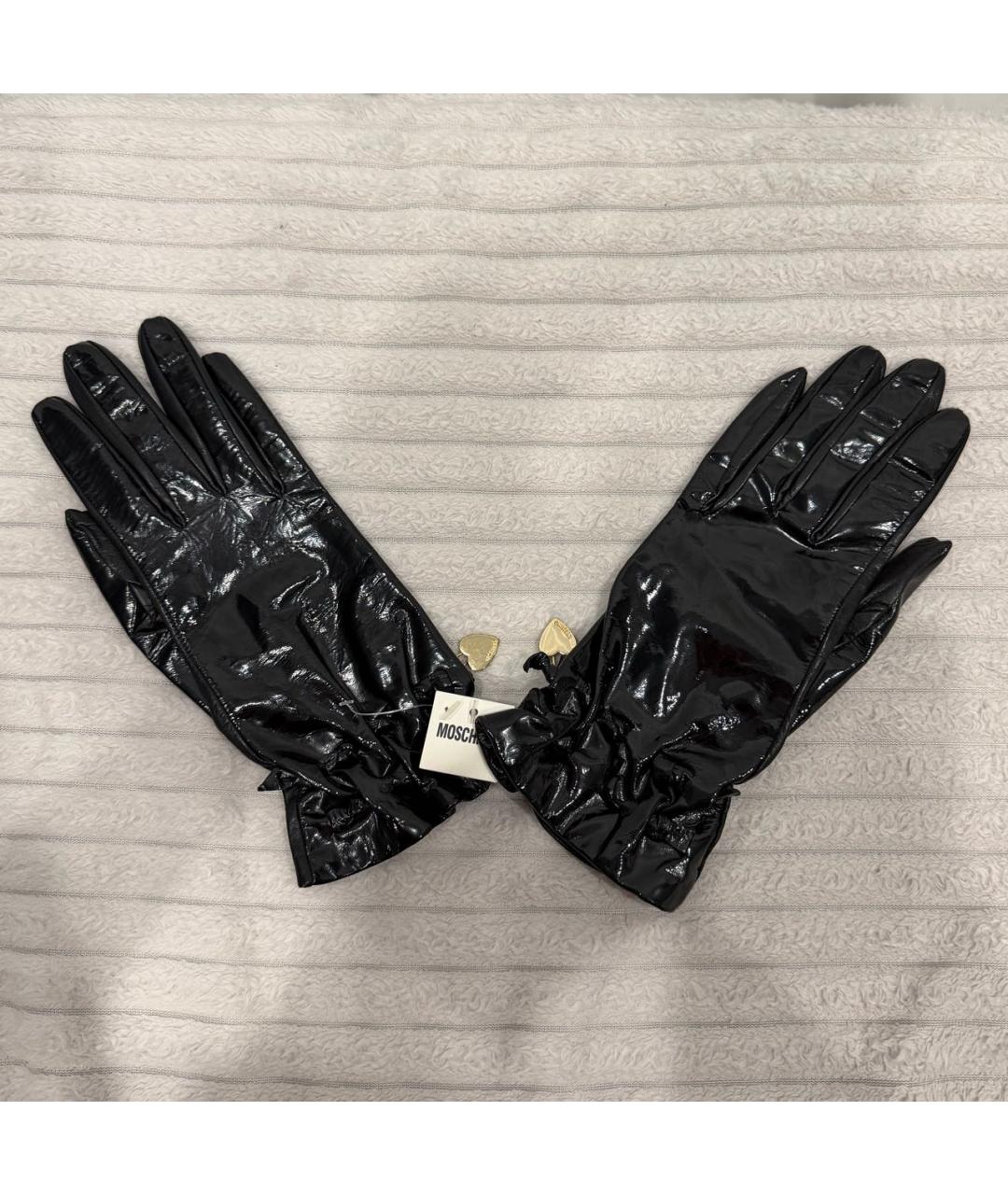 MOSCHINO Черные кожаные перчатки, фото 8