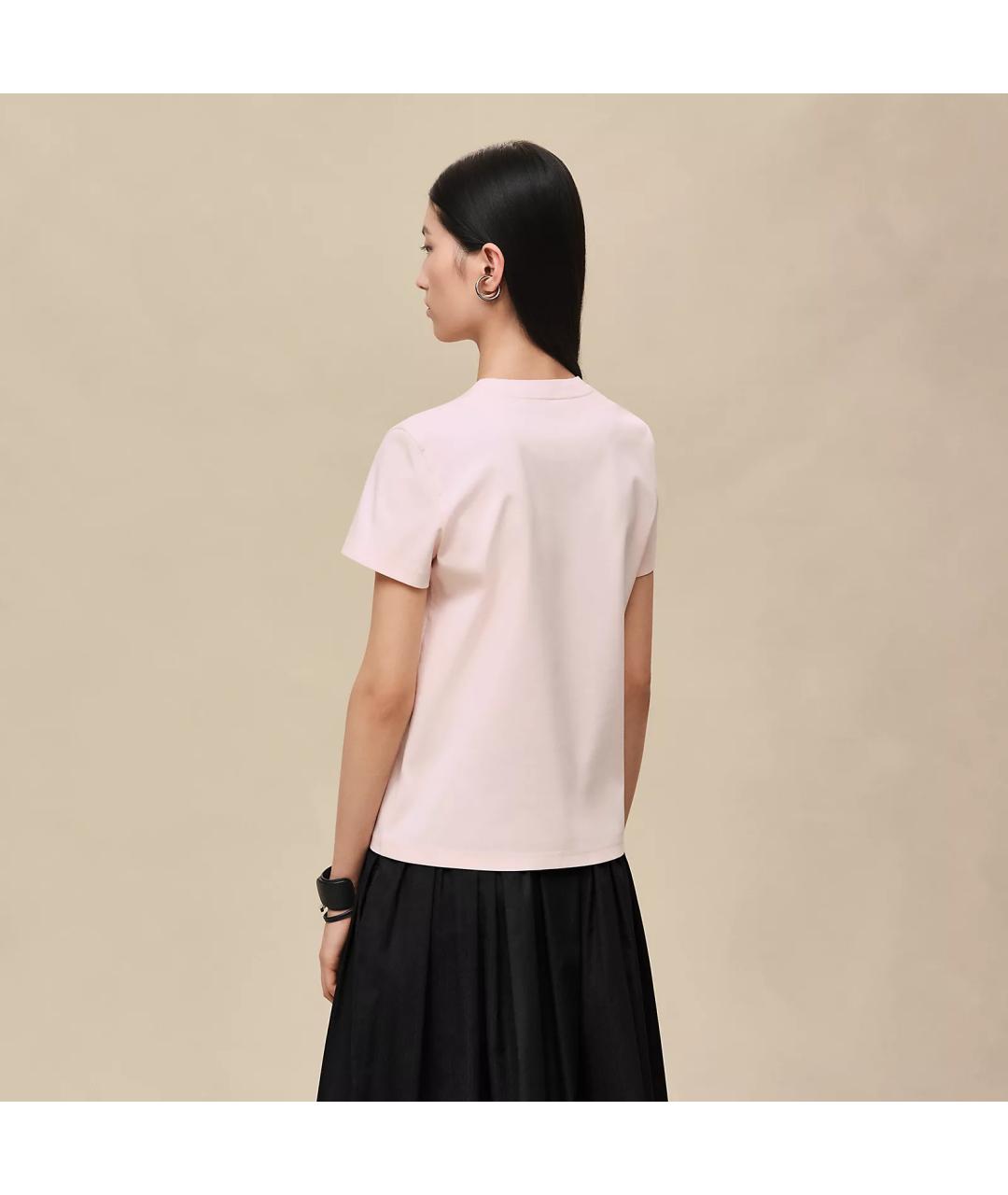 HERMES Розовая хлопковая футболка, фото 3