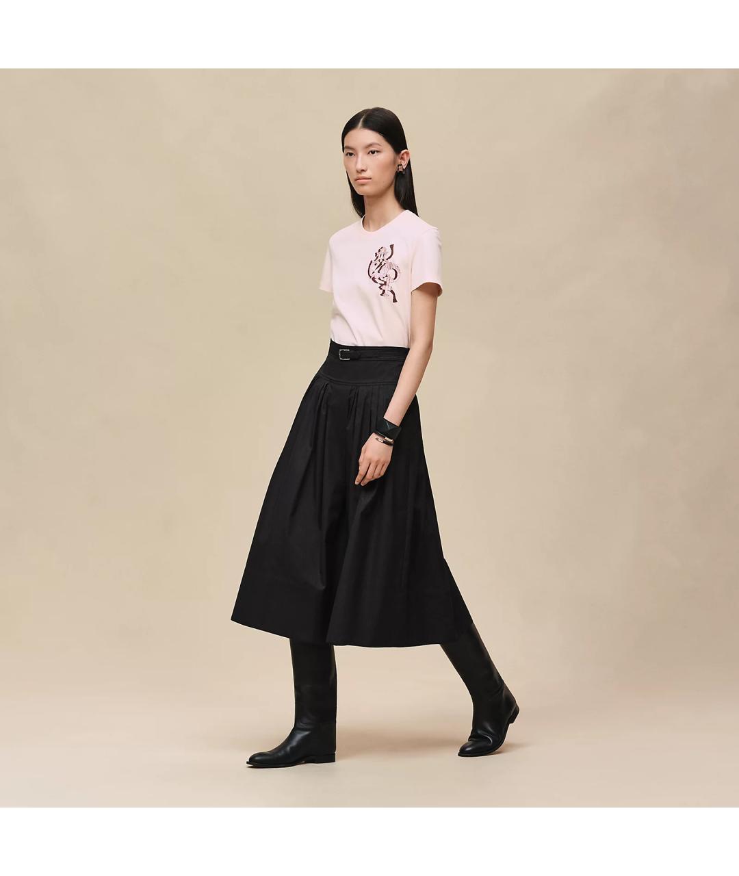 HERMES Розовая хлопковая футболка, фото 2