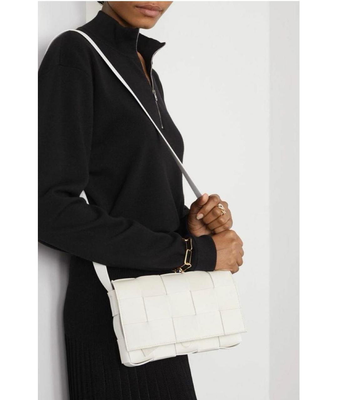 BOTTEGA VENETA Белая кожаная сумка через плечо, фото 4